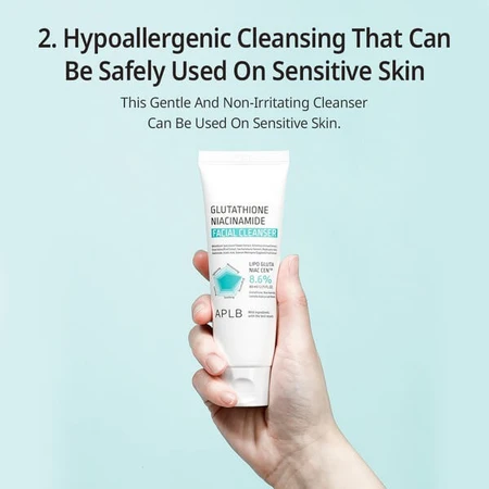 APLB Glutathione Niacinamide Facial Cleanser, gel limpiador facial con glutatión y niacinamida, 80 ml