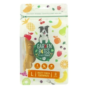 Garden Bites Fruit Blast, Fruity Tonya Zahnpasta, vegetarische Zahnpasta für Hunde, L, 13,5 cm x 3 Stück.
