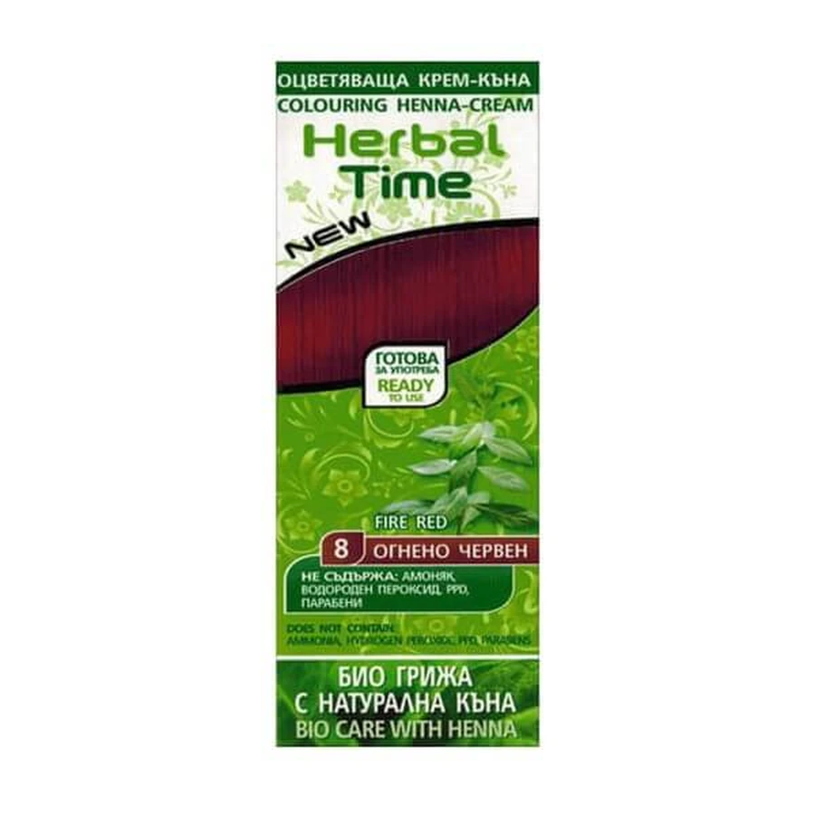 Herbal Time, henna voor natuurlijk haar, nr. 08 rood, 75 ml
