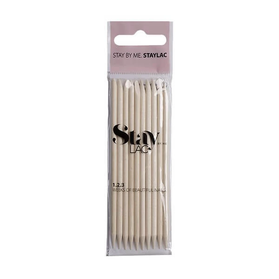 Staylac Push Me Sticks, bâtonnets en bois pour les décorations de nail art, 10 pcs.