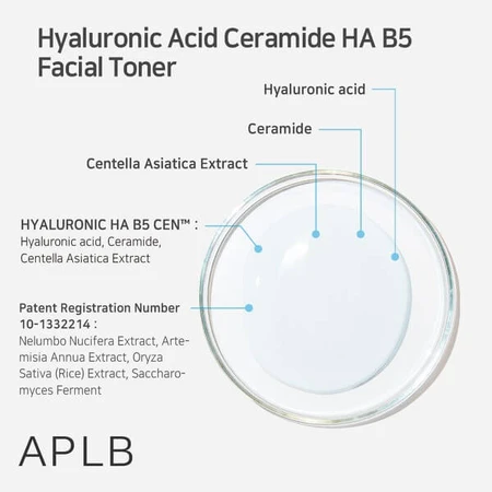 APLB Hyaluronic Acid Ceramide HA B5 Facial Toner, tónico facial hidratante con ácido hialurónico y ceramidas, 160 ml.