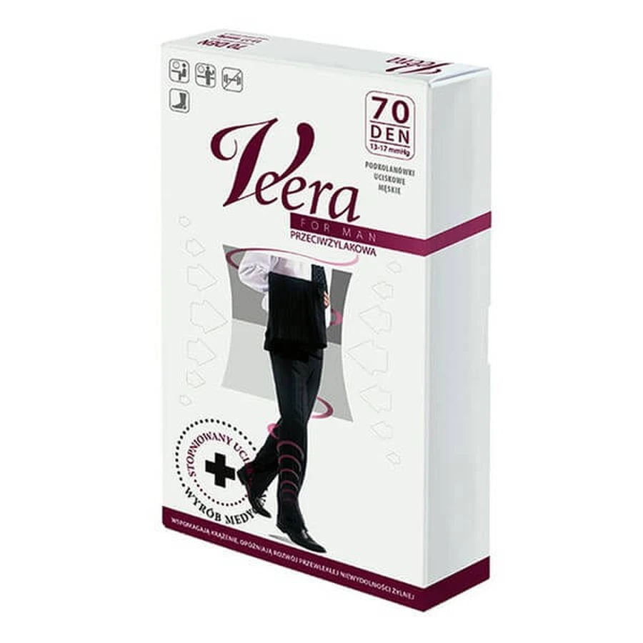Veera For Man, chaussettes pour hommes, 70 DEN, noir, taille 2/M (41-43)
