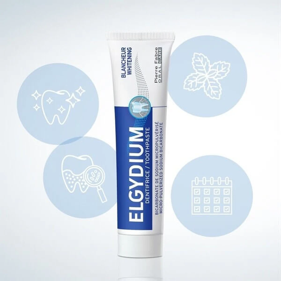 Lote de 2 x 75 ml, Elgydium Whitening, pasta dentífrica, blanqueamiento