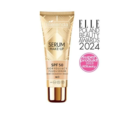 Bielenda Serum Make-up, fluide correcteur+sérum SPF50 pour tous types de peau, No. 3, 30 g