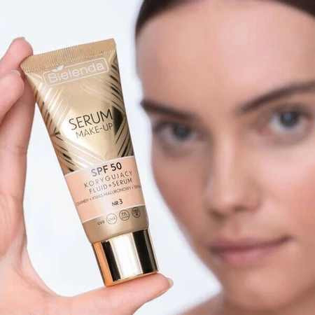 Bielenda Serum Make-up, fluide correcteur+sérum SPF50 pour tous types de peau, No. 3, 30 g