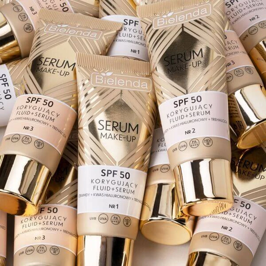 Bielenda Serum Make-up, fluide correcteur+sérum SPF50 pour tous types de peau, No. 3, 30 g