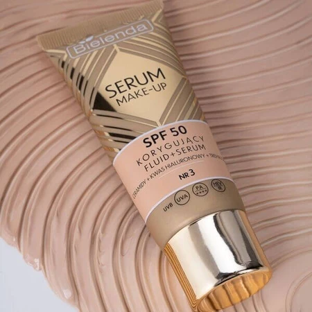 Bielenda Serum Make-up, fluide correcteur+sérum SPF50 pour tous types de peau, No. 3, 30 g