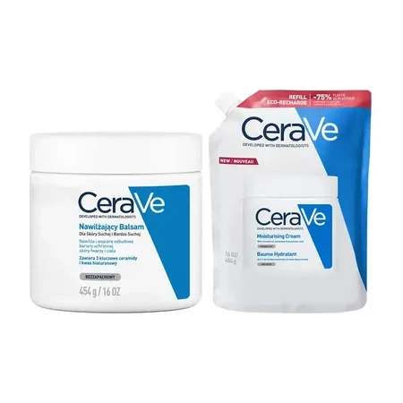 CeraVe set, moisturizing face and body lotion with ceramides for dry and very dry skin, 454 g + refill pack, 454 g