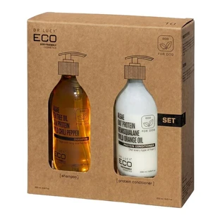 Dr. Lucy Eco, Shampoo-Set für langes und sprödes Haar + Proteinspülung für Hunde, 1 Stk.