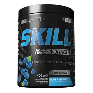 Skill Nutrition Pre-Workout, powder, blue raspberry flavor, 400 g