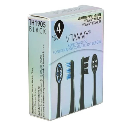 Vitammy, Pearl+ puntas para cepillo de dientes sónico, color negro, 4 uds.