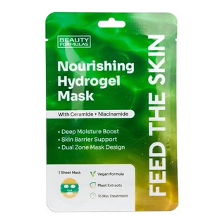 Beauty Formulas, masque hydrogel nourrissant aux céramides et au niacinamide, 1pc.