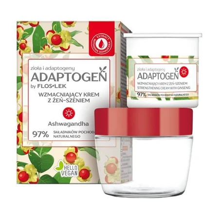 Flos-Lek Adaptogen, stärkende Ginseng-Tagescreme, Nachfüllpackung, 50 ml