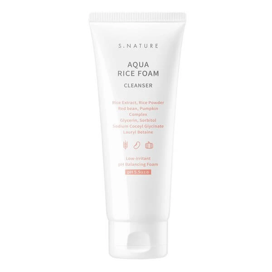 S. Nature Aqua Rice, espuma limpiadora facial de arroz, 160 ml.