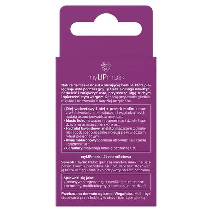 Miya Cosmetics myLIPmask, mascarilla labial nutritiva de noche, 10 g