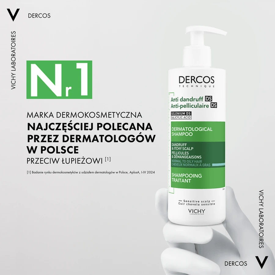 Set Vichy Dercos DS, Anti-Schuppen-Shampoo, normales und fettiges Haar, 390 ml + Nachfüllpackung, 390 ml