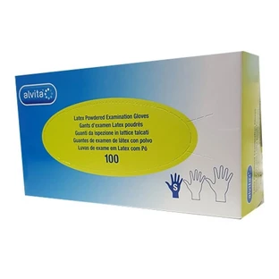 ALVITA® DUST-FREE LATEX GLOVES S 100 stuks