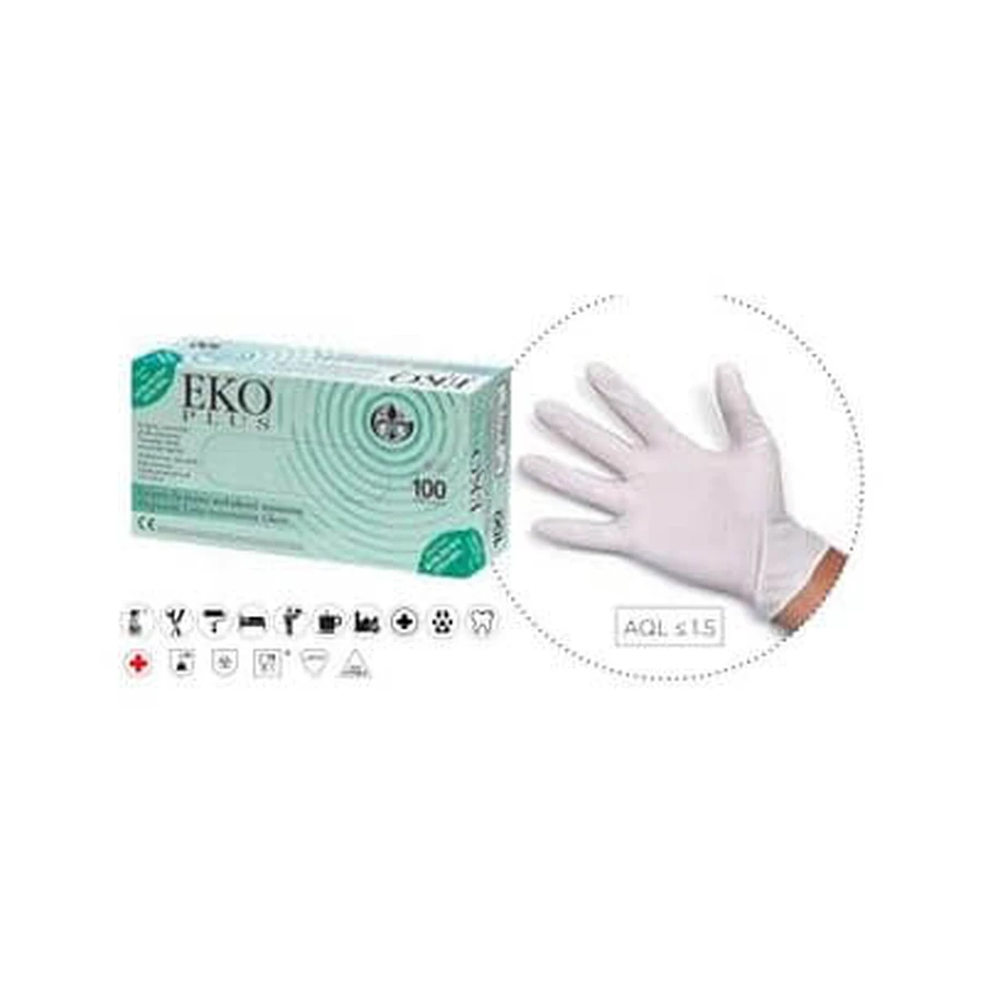 Latex Handschoen Glad Talkpoeder Oppervlak 100 Stuks Artikel Eko 7