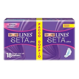 Lines Silk Ultra Absorbent Long With Wings 18 Pieces