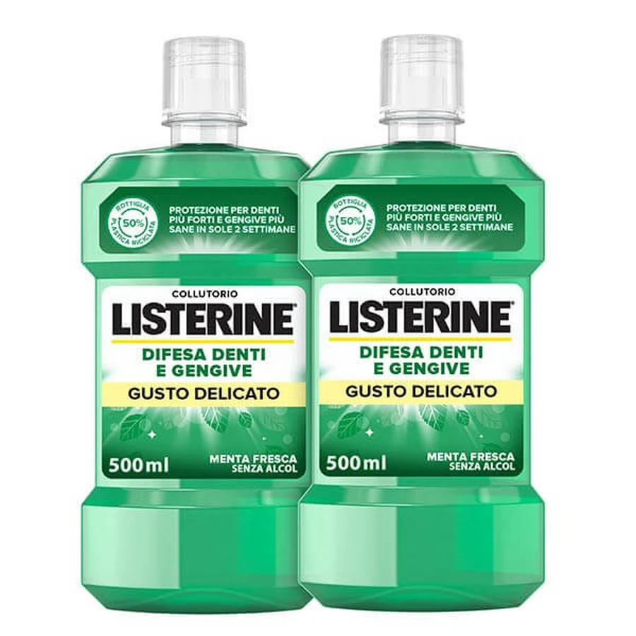 Listerine defensa dientes y encías paquete 2×500 ml sabor suave