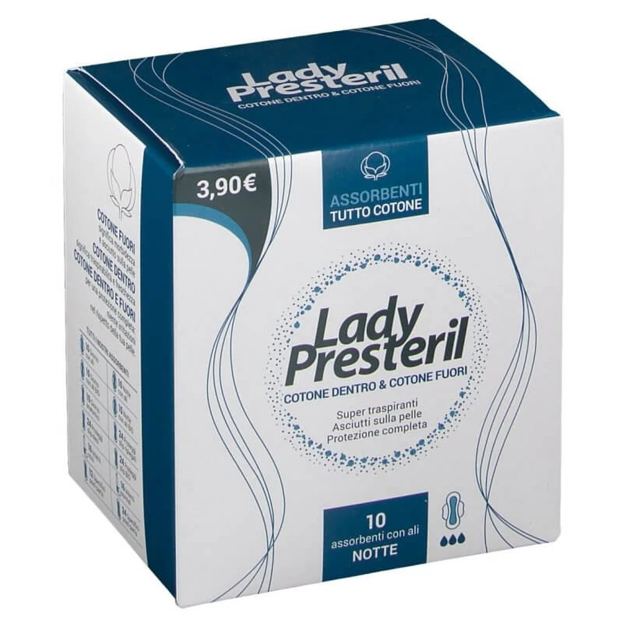 Lady Presteril 10 Cotton Night Tampons With Folded Wings