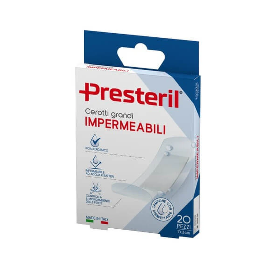 PRESTERIL Pansements imperméables grand 7x3 cm - 20 pièces