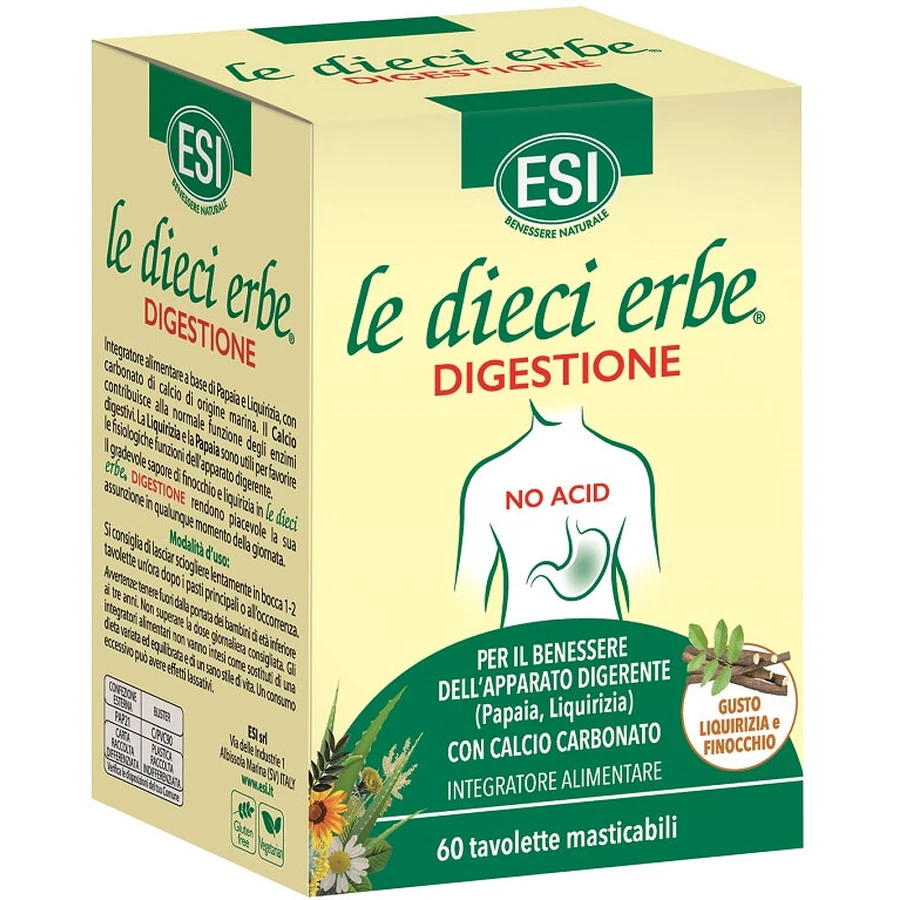 Esi Le Dieci Erbe Digestion No Acid 60 Comprimés