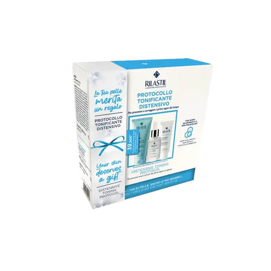 Rilastil Toning Protocol Set Ontspannen Gezicht Aqua Cleanser 50ml + Serum 30ml + Crème 15ml