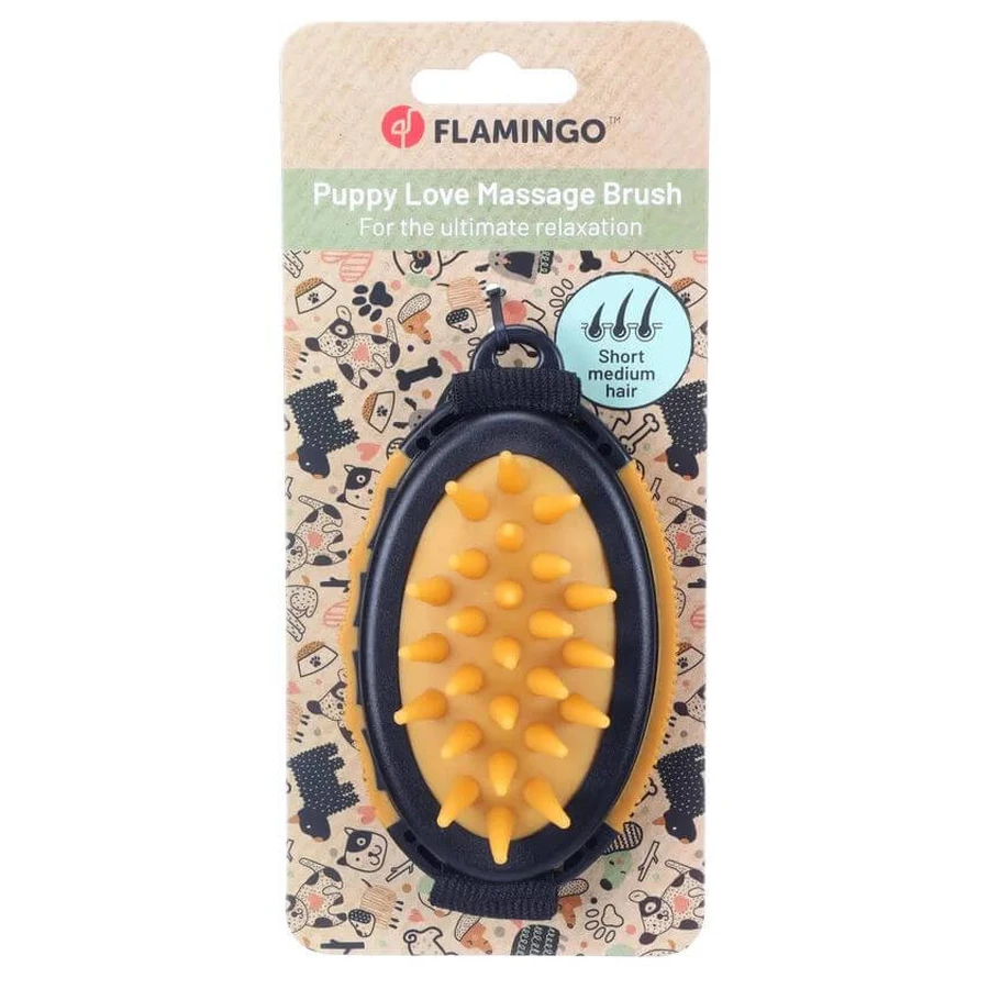 FLAMINGO DOG MASSAGE BRUSH FOR PUPPY "CALMY" 12.5x7x4 CM