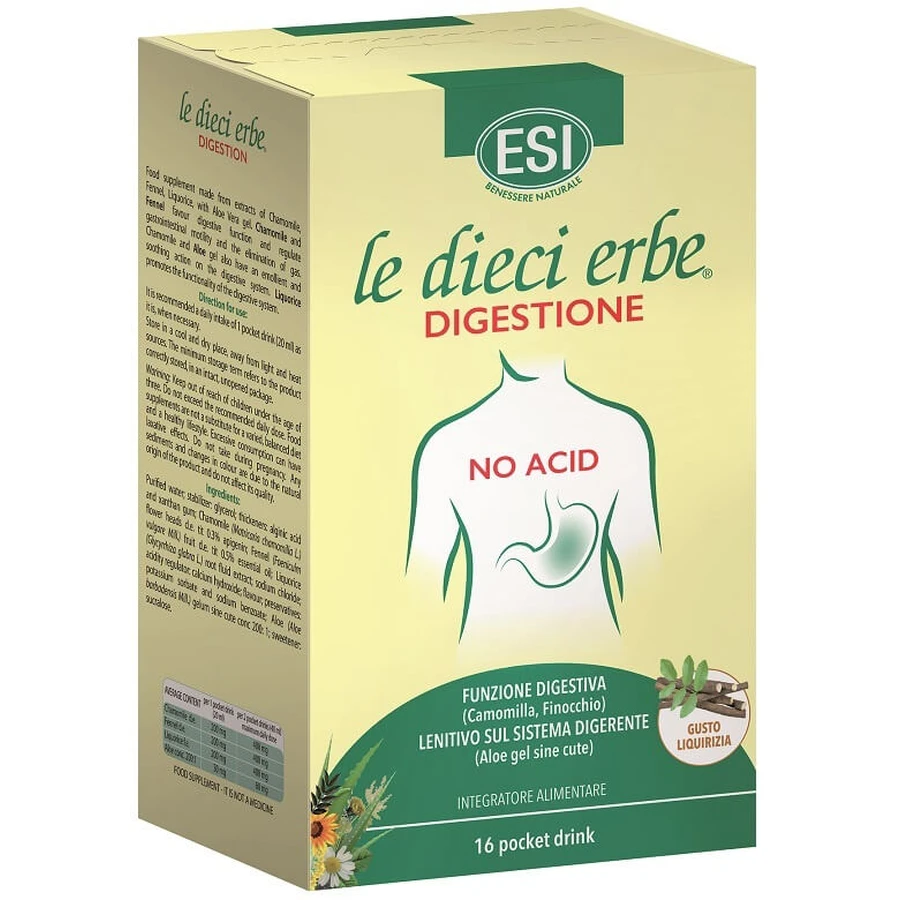 Esi Le Dieci Erbe Digestion No Acid 16 Pocket Drink
