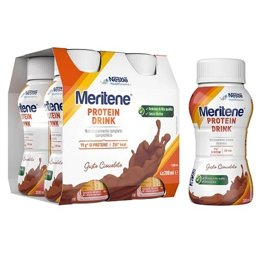 Meritene Drink Supplément protéique Chocolat 4x200ml Sans gluten