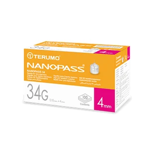Nanopass Insuline Pen Naald Gauge 34 Lengte 4 Mm 100 stuks