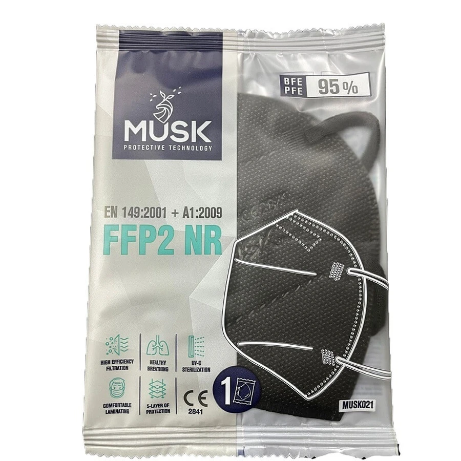 MASK FFP2 BLACK MUSK 10PCS