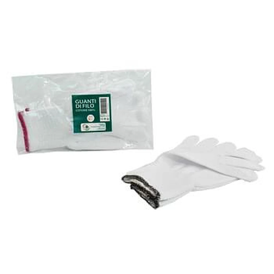 Guante de hilo de algodón 100% blanco para alergias dermatológicas 7 1 par