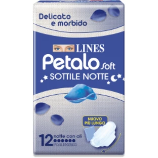 Tampones Noche Con Alas Líneas Pétalo 12 Piezas