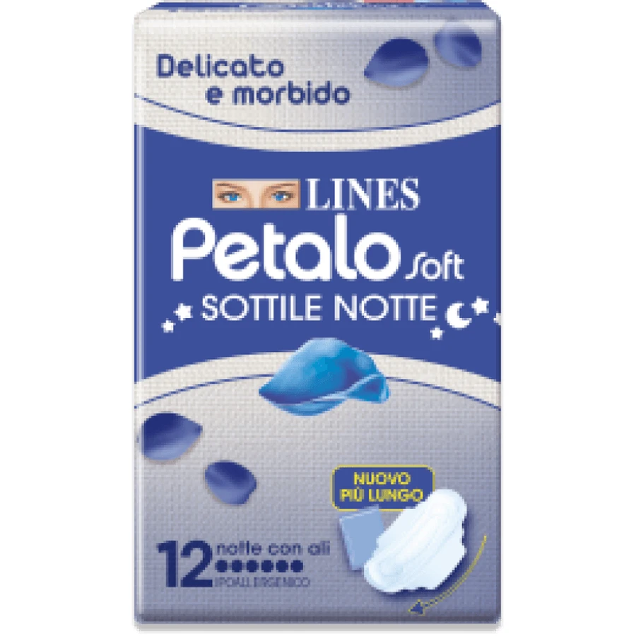 Tampones Noche Con Alas Líneas Pétalo 12 Piezas