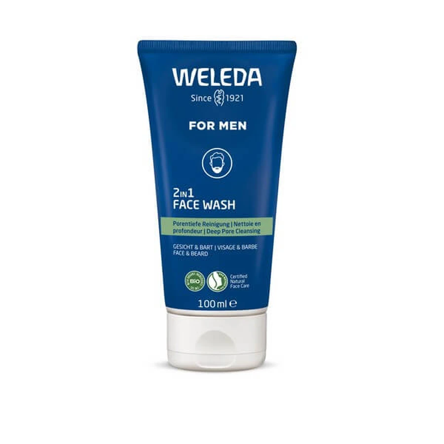 Weleda Gel Limpiador para Rostro y Barba Hombre 2en1 Sebo-Purificante