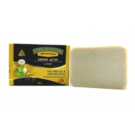 Aktivseife mit Schwefel, Salicylsäure und Teebaumöl, 100 g, Verre de Nature