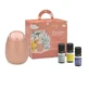 Purae Kit The Essentials in Diffusion Ultrasone Diffuser Bloom Pink Kleur + 3 Etherische oliën Eucalyptus Lavendel en Citroen
