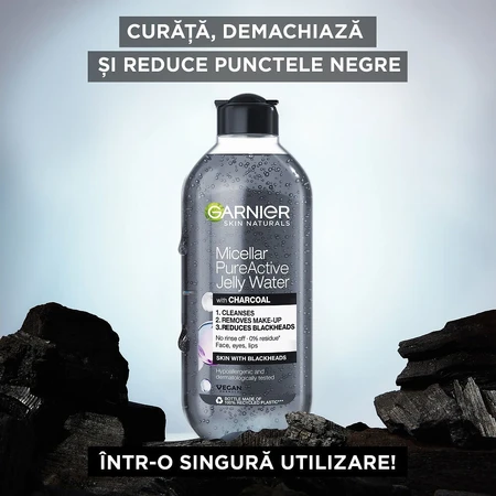 Eau micellaire enrichie en acide salicylique et charbon actif Skin Naturals, 400 ml, Garnier