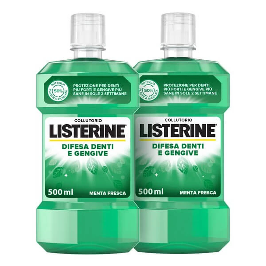 Listerine mouthwash for tooth and gum defense bundle 2×500 ml