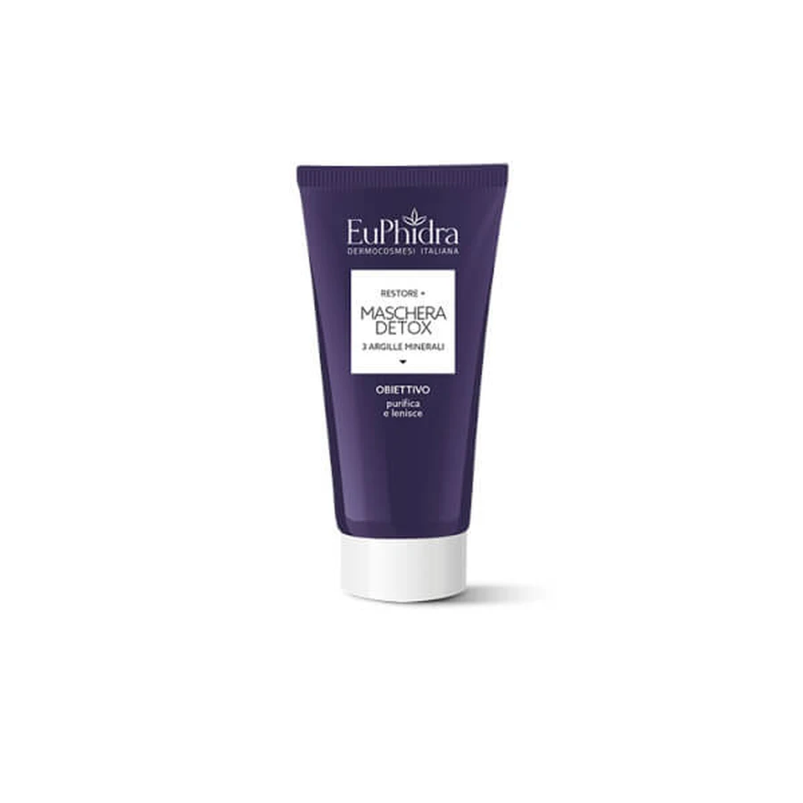Euphidra Restore+ Mască de detoxifiere cu 3 argile minerale 75 ml - Acțiune purificatoare