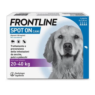 Frontline Spot On Dogs x4 Pipettes, Antiparasitaire pour Chiens et Chiots (20-40Kg)