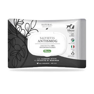 NATURAL DERMA PET WIPE "ANTISMOG" CF. (35 PCS) CHARBON ACTIF & EXTRAIT DE MORINGA