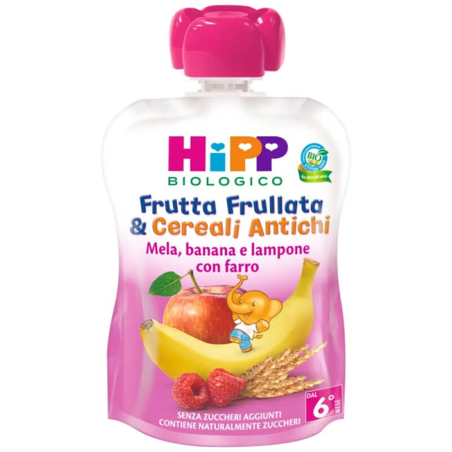 HiPP Fruit Appel Banaan Framboos met Spelt Bio 90g