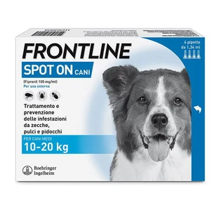 Frontline Spot On Perros x4 Pipetas, Antiparasitario para Perros y Cachorros (10-20Kg)