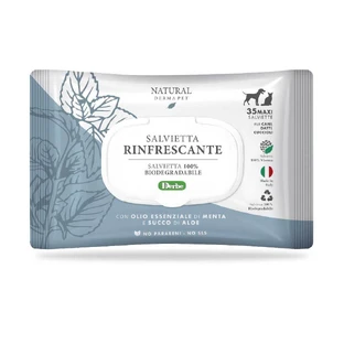 NATÜRLICHE DERMA PET WIPE "ERFRISCHEND" CF. (35 STÜCK) MIT ÄTHERISCHEM MINZÖL & ALOE-SAFT