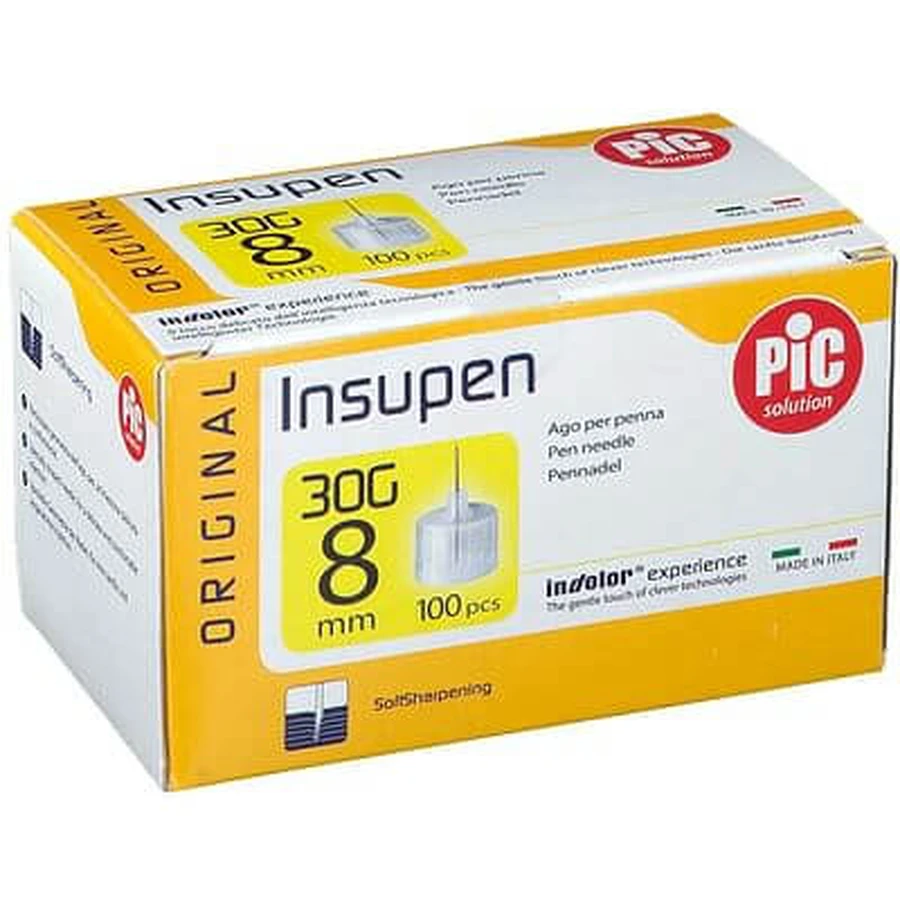 Pic Insupen Original Gauge Pen Needle 30x8 Mm 100 Pieces