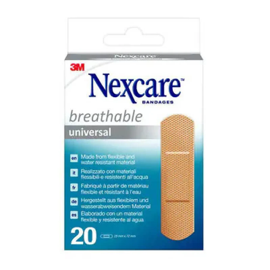 Nexcare Universal Breathable Plasters 19mm x 72mm 3M 20 Pièces Ref. N0320NS-0