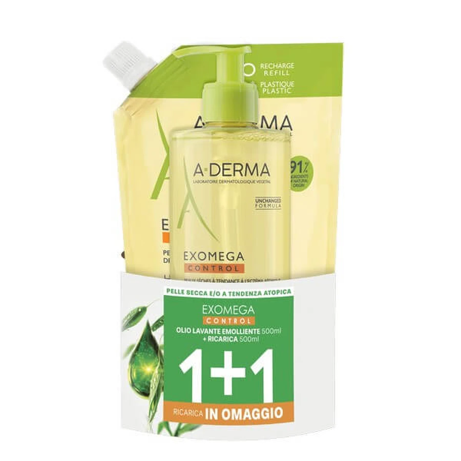 Huile nettoyante émolliente a-derma Exomega Control eco pack